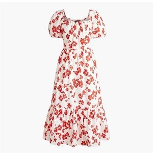 NWT  $118 J. Crew factory Puff Sleeve tiered dress red white sz 4